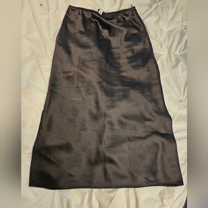 Satin Midi Skirt with Side Slit